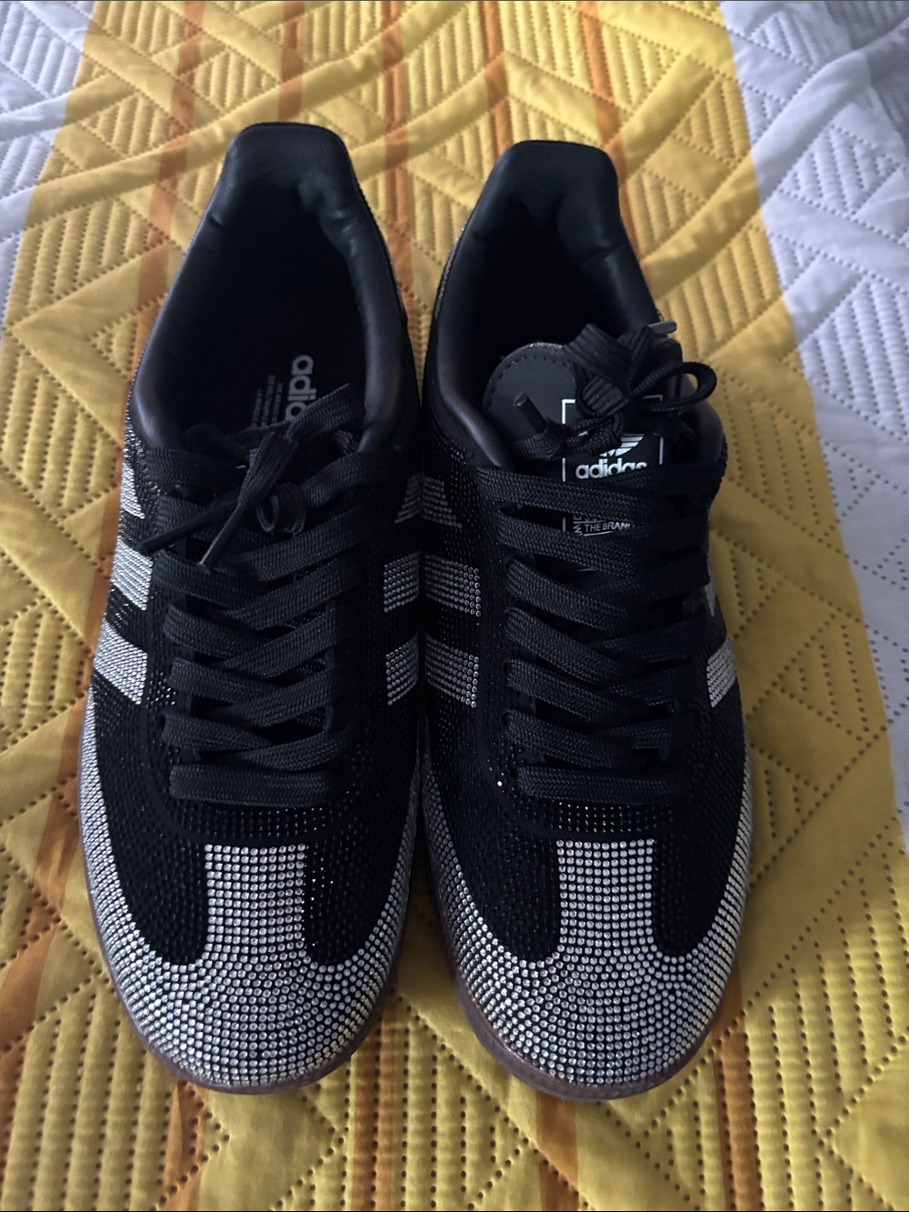 adidas Women’s Black & Silver (Rhinestone) Patterned Knit Sneakers